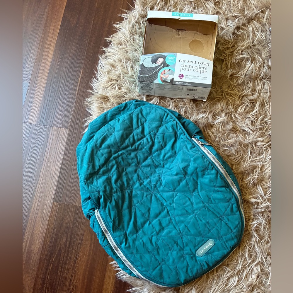 JJ Cole Infant Carrier Car Seat Cover teal blue/green, with box, excellent cond